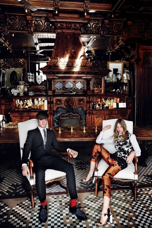 Саша Пивоварова и Джеймс Блейк в фотосессии для Vogue USA Май 2014