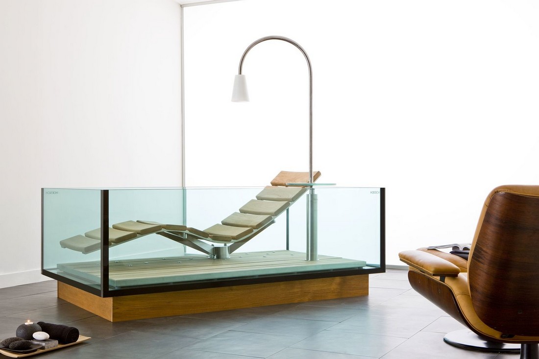 Стеклянная ванна с шезлонгом Water Lounge